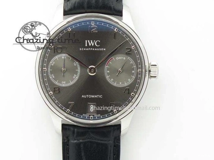 MIROTIME 0308 Portuguese Chrono SS ZF 1:1 Best Edition Gray Dial SS On Black Leather Strap A ZipUp 7215